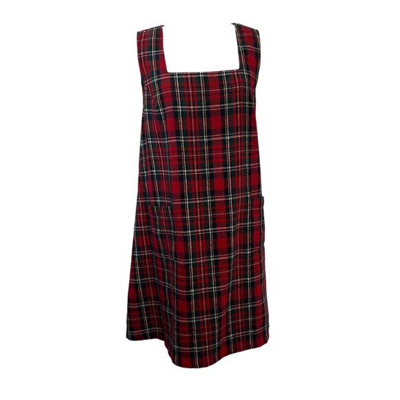 April Cornell Red Tartan Plaid Wool Blend School Girl Academia Midi Dress Size M - Picture 3 of 8